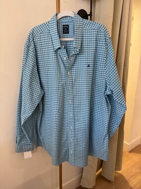 Brooks Brothers Blue Plaid Button-Down The Original Polo Shirt Non-Iron 2XLT